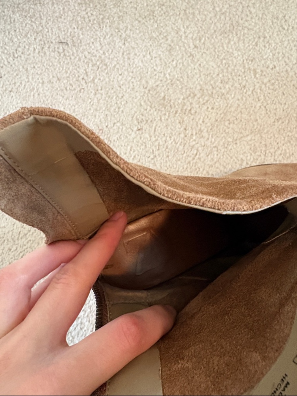 ZARA Cowboy Split Suede Leather Ankle Boots Almond Tan Brown - Picture 9 of 11